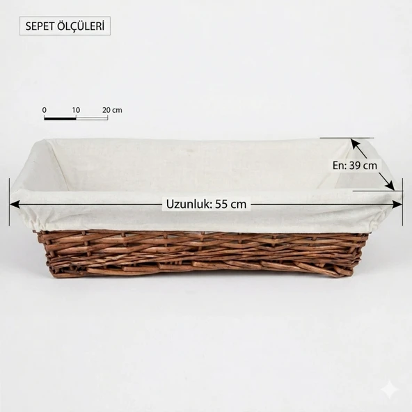 Hasır Dikdörtgen Açıkbüfe Sepeti 55 cm (ESD-55R) ürün görseli 1
