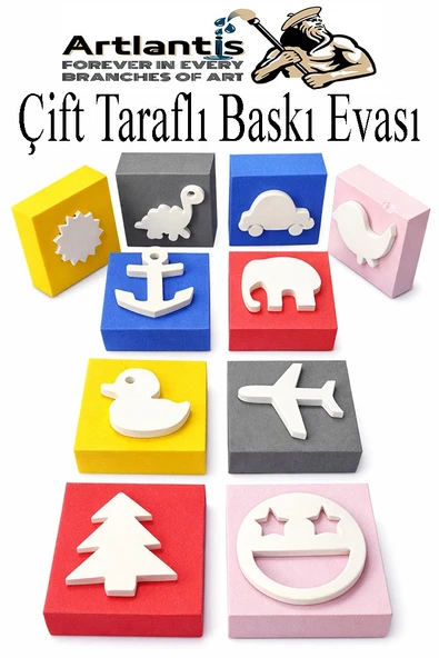 Eva Sünger Baskı Seti 10 lu Çift Yönlü Kare 1 Paket 20 Çeşit Baskı Eva Şekilli Sünger Boya Damga Okul Öncesi Kreş ürün görseli 1
