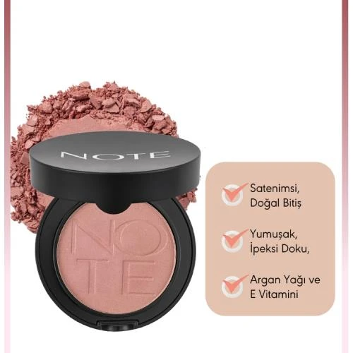 Note Luminous Silk Compact Blusher Toz Allık - 10 Pink Paradise - Resim 3