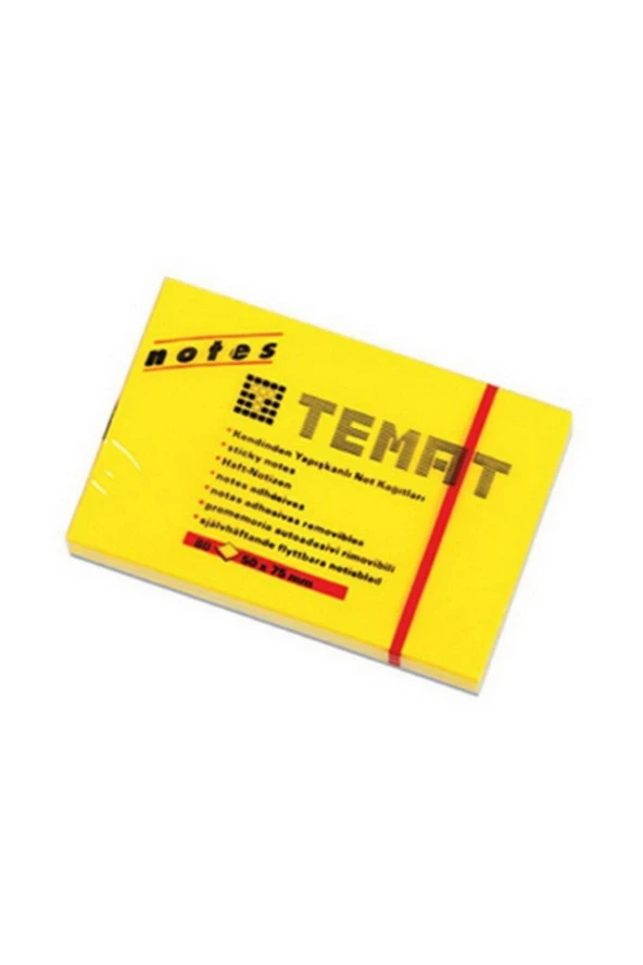Temat Yapışkanlı Not Kağıdı 50x75 MM Fosforlu Sarı ürün görseli 1