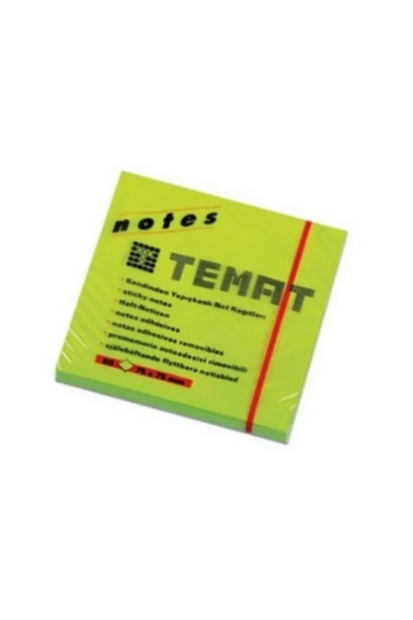 Temat Yapışkanlı Not Kağıt 50x75 MM Fosforlu Yeşil ürün görseli 1