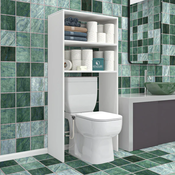 Kenzlife klozet banyo dolabı detoks mat beyaz 150*060*19 arkalıksız suntalam duvara monte aparatlı ürün görseli 1