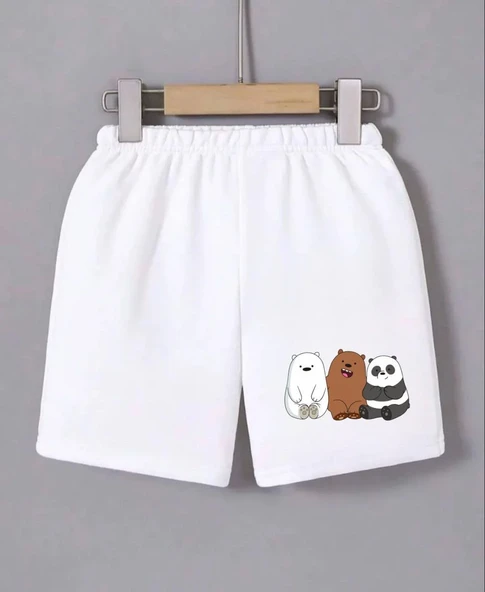 Kadın Beli Lastikli Baskılı Mini Şort - Beyaz 8381329 ürün görseli 1