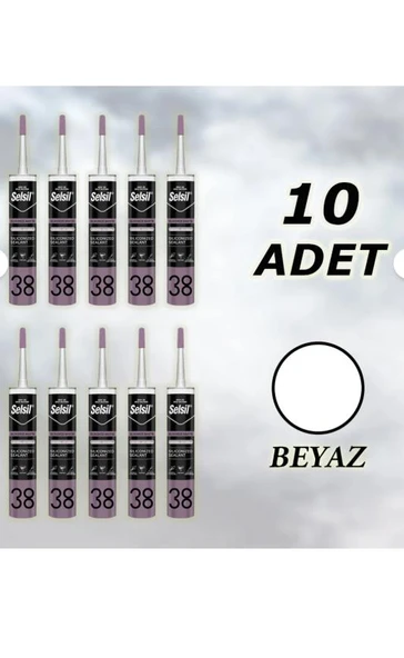 Selsil Silikonize Mastik Beyaz 500 gr, 10 Adet ürün görseli 1