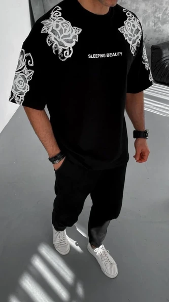 ERKEK Baskılı T-Shirt - Siyah - Resim 4