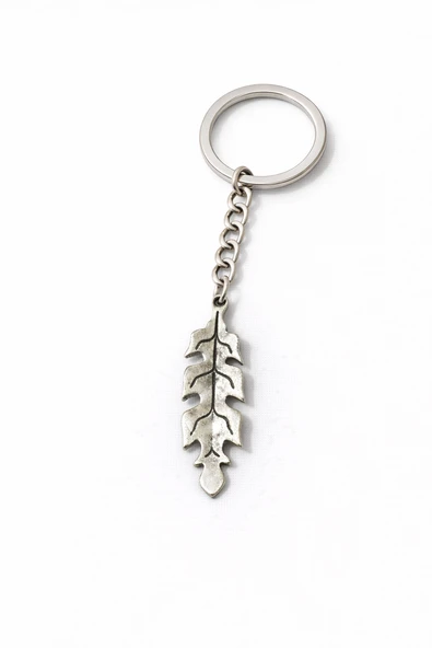 Doğadan İlham Alan Yaprak İskeleti Figürlü Gümüş Renk Unisex Bohem Metal Anahtarlık ürün görseli 1