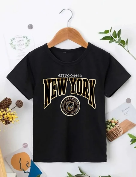 Çocuk Unisex Baskılı T-Shirt - Siyah 8380691 ürün görseli 1