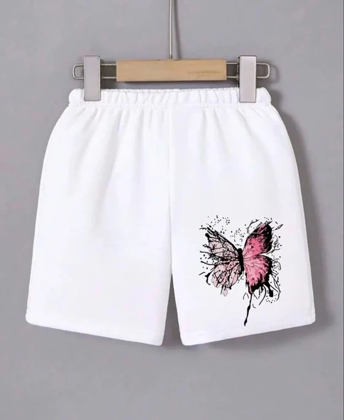 Kadın Beli Lastikli Baskılı Mini Şort - Beyaz 8381323 ürün görseli 1