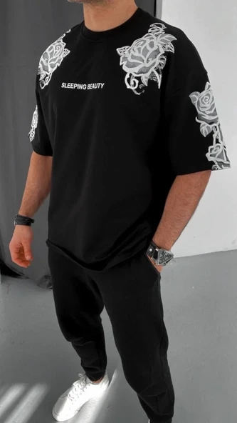 ERKEK Baskılı T-Shirt - Siyah ürün görseli 1