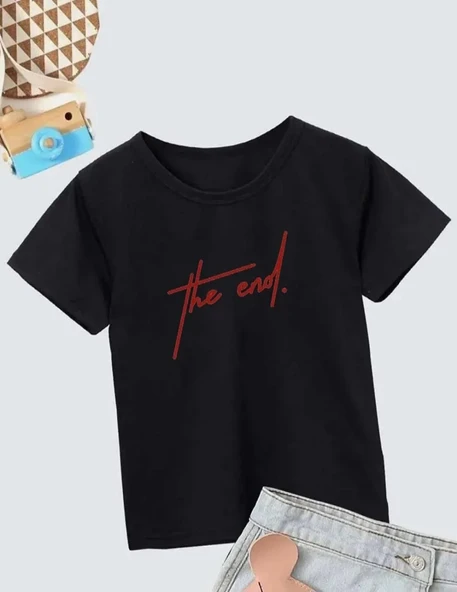 Çocuk Unisex Baskılı T-Shirt - Siyah 8380730 ürün görseli 1