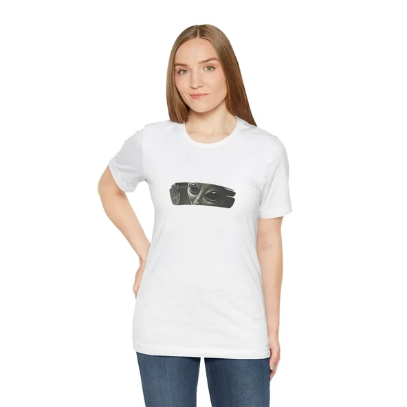 Kadın Bisiklet Yaka Baskılı T-Shirt - Beyaz 8380809 ürün görseli 1