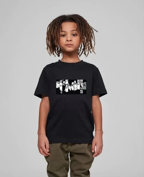 Çocuk Unisex Baskılı T-Shirt - Siyah 8380658 ürün görseli 1