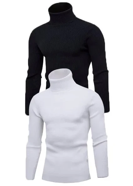 Erkek 2 Adet  Kaşkorse Boğazlı Full Likralı Fitilli Body Kazak ürün görseli 1