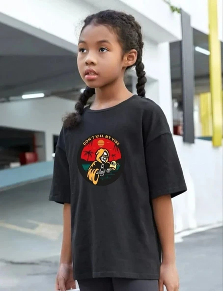 Çocuk Unisex Baskılı T-Shirt - Siyah 8380698 ürün görseli 1
