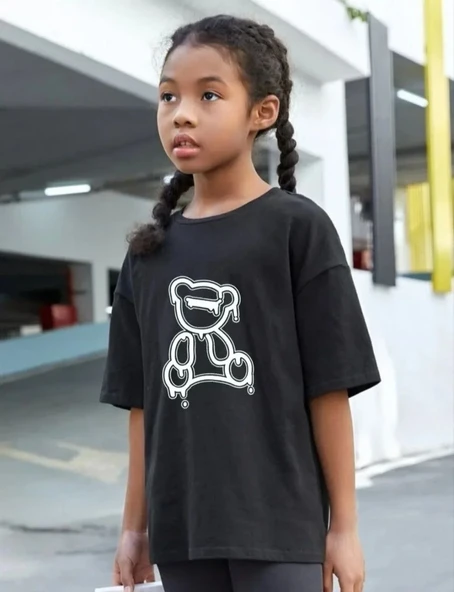 Çocuk Unisex Baskılı T-Shirt - Siyah 8380649 ürün görseli 1