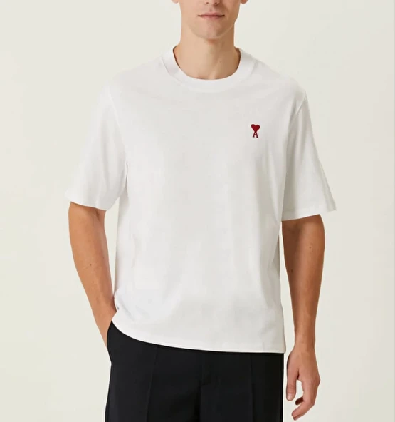 ERKEK Bisiklet Yaka Baskılı Oversize T-Shirt - Beyaz 8381237 ürün görseli 1