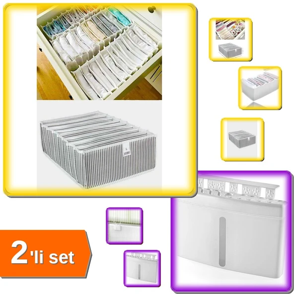 Akordiyon Çekmece Çorap Düzenleyici 8 Gözlü + Fresh Air Kalorifer Suluğu 500 ML - 2li Set R1Q4A1 ürün görseli 1