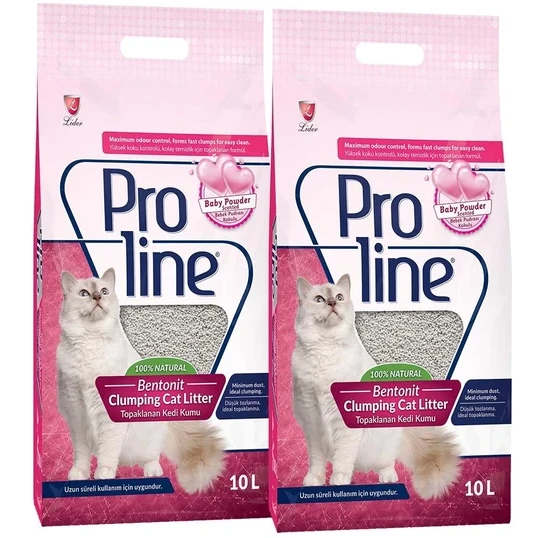 Proline Bebek Pudrası Kokulu Kedi Kumu 10 Lt 2 Adet ürün görseli 1