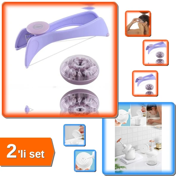 Pratik Tüy Alma İpli Tüy Alma Aleti + Yüz Yıkama Köpüğü Makinesi 6A2B3C ürün görseli 1