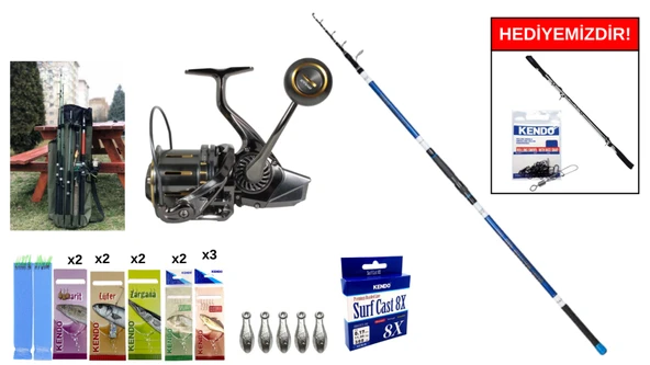 Ryuji Surf Master 4.20m 100-250 gr&Ryuji Momentum 10000 Silver UV 11+1BB Surf Seti ürün görseli 1
