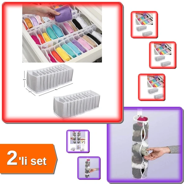Çorap Düzenleyici 10 Gözlü + Pratik Asılabilir Çorap Organizer - 2li Set R5D0U9 ürün görseli 1