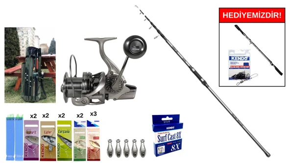 Okuma Alaris Light Tele Surf 420cm 100-250gr&Ryuji Momentum 6000 Silver 11+1 Surf Seti ürün görseli 1