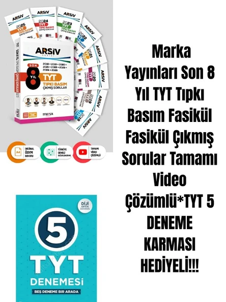 Marka Yayınları Son 8 Yıl TYT Tıpkı Basım Fasikül Fasikül Çıkmış Sorular Tamamı Video Çözümlü*TYT 5 DENEME KARMASI HEDİYELİ!!! ürün görseli 1