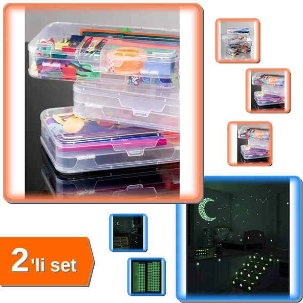 Dolap Organizer Kutusu + Fosforlu Etiket Karanlıkta Işık Veren 396 Adet - 2li Set T1E0B1 ürün görseli 1
