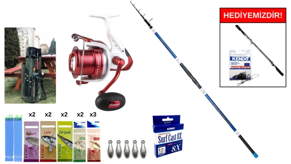 Ryuji Surf Master 4.20m,100-250gr&Okuma Wave X-6000 3+1BB Surf Seti ürün görseli 1
