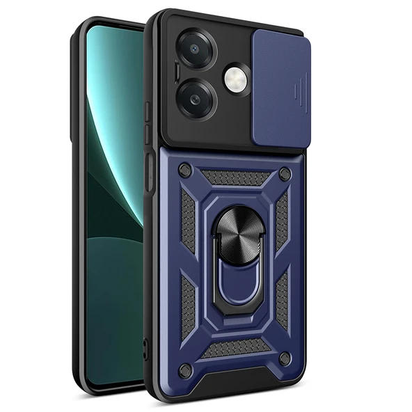 Oppo A3 Kılıf Magnetik Standlı Kamera Korumalı Sürgülü Vega Kapak ürün görseli 1
