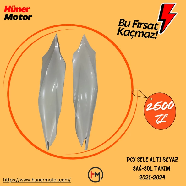 Honda Pcx Sele Altı Beyaz Sağ-Sol Takım Yan Sanayi 2021-2024 ürün görseli 1
