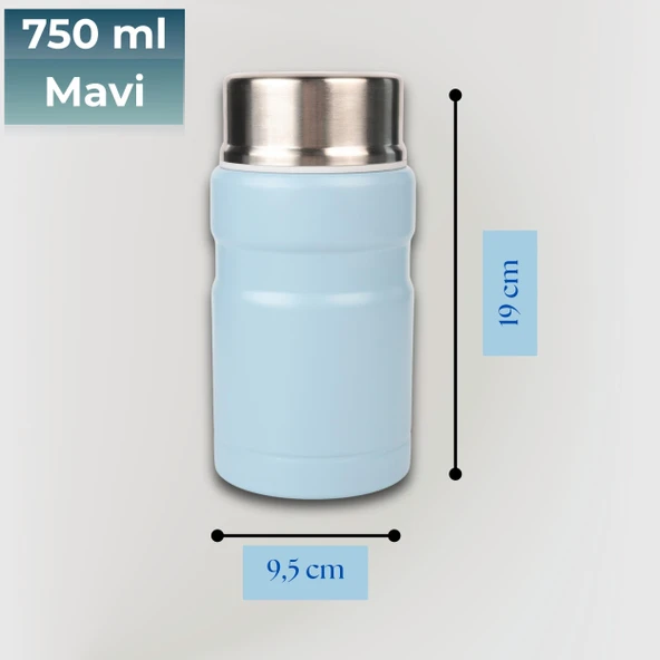 750 mlPaslanmaz Çelik Yemek Termosu-Çelik Kaşıklı - Resim 3