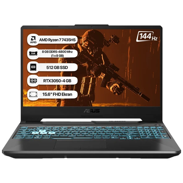 Tuf Gaming A15 FA506NCR-HN033 Amd Ryzen 7 7435HS 8gb 512GB SSD RTX3050-4GB 75W Freedos 15.6" 144Hz Fhd Taşınabilir Bilgisayar ürün görseli 1