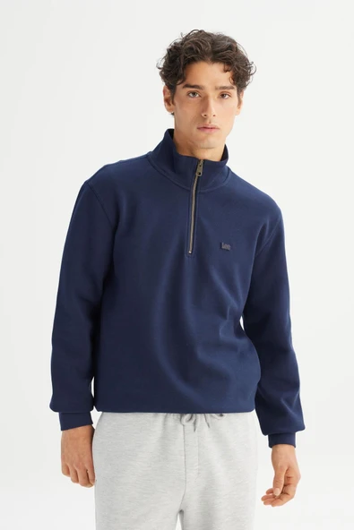 Erkek Pike Interlock Half Zip Sweatshirt DarKNavy DarKNavy M ürün görseli 1