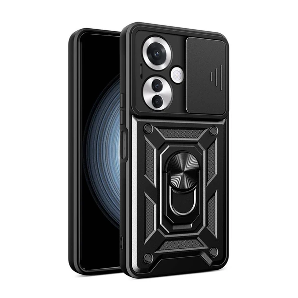 Oppo Reno 11F 5G Kılıf Magnetik Standlı Kamera Korumalı Sürgülü Vega Kapak ürün görseli 1