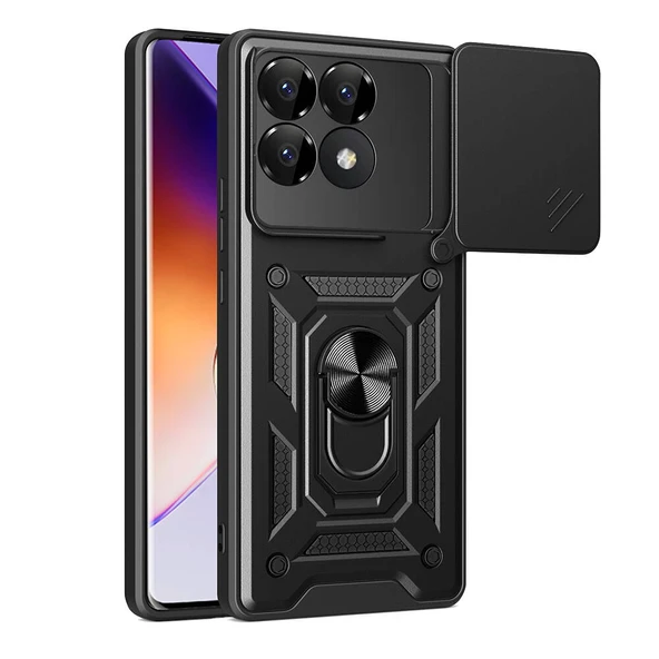 Poco F6 Pro Kılıf Magnetik Standlı Kamera Korumalı Sürgülü Vega Kapak ürün görseli 1
