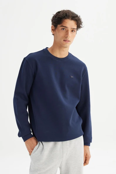 Erkek Baskılı Sweatshirt DarKNavy DarKNavy M - Resim 4