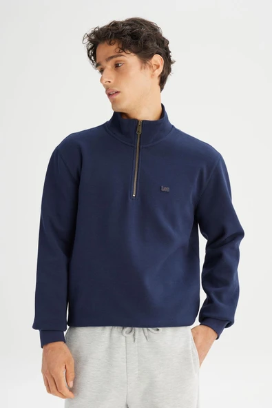 Erkek Pike Interlock Half Zip Sweatshirt DarKNavy DarKNavy M - Resim 4