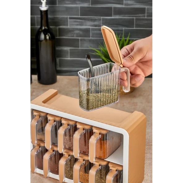 12'li Standlı Kaşıklı Baharatlık Seti - Resim 3