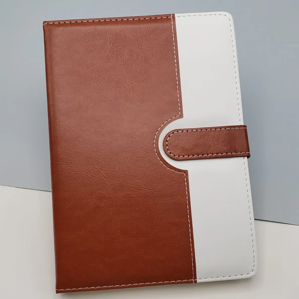 Tarihsiz Ajanda Defter Kahverengi Beyaz Renk ürün görseli 1