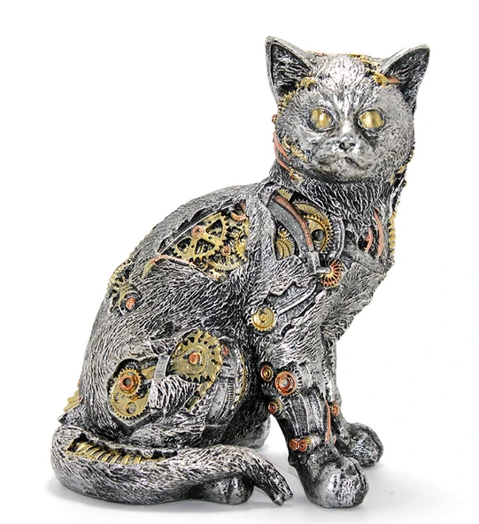 Steampunk Polyester Kedi Figürü Model 1 ürün görseli 1