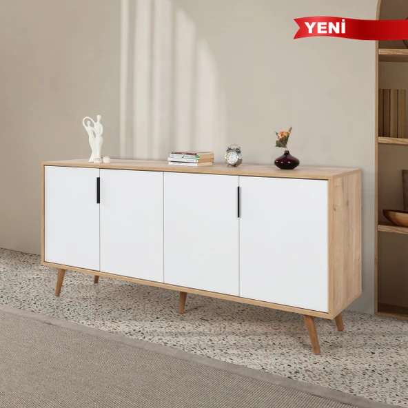 4815 Sırma 180 Cm ( AHŞAP AYAKLI , METAL KULPLU ) Konsol , Safir - Beyaz , Oturma Odası , Salon ürün görseli 1