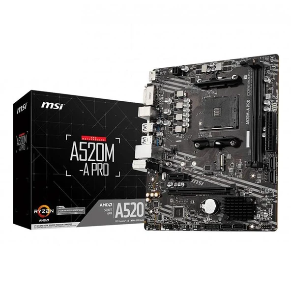 MSI A520M-A Pro AMD AM4 DDR4 Micro ATX Anakart ürün görseli 1