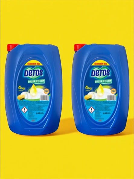 Detos 2 Adet 4000 ml Limon Özlü  Elde Yıkama Bulaşık Deterjanı ürün görseli 1