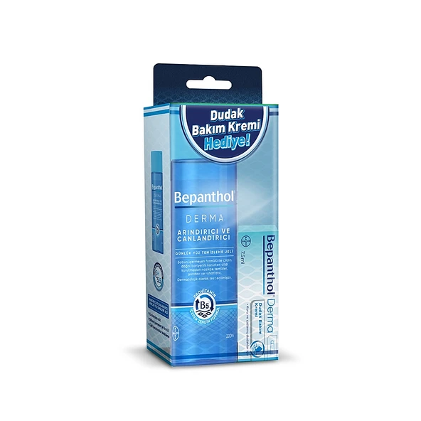 Bepanthol Derma Arındırıcı Yüz Temizleme Jeli 200 ml + Derma Dudak Krem 7.5 ml Set ürün görseli 1