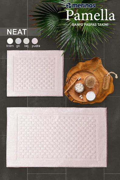 Merinos Pamella 2 Li Banyo Paspas Takımı Neat Pudra ürün görseli 1