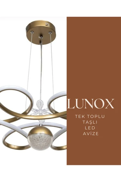 LUNOX Modern Tek Toplu Taşlı Led Avize | Salon ve Oturma Odası ürün görseli 1