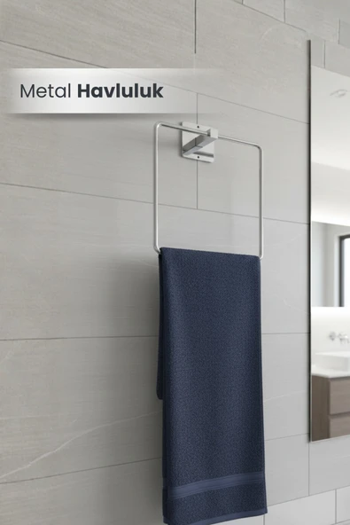 Yapışkanlı Krom Havluluk Kare Banyo Pratik Havluluk ürün görseli 1