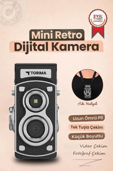 Mini Retro Dijital Fotoğraf Makinesi Video Kamera 1080P CMR44 Siyah ürün görseli 1
