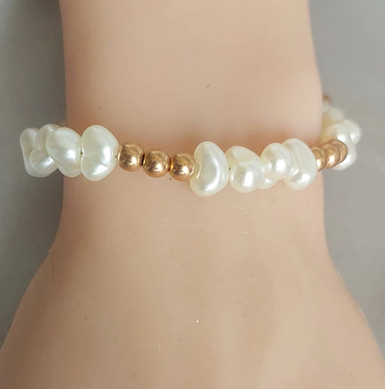 Barok Inci Kısa Kolye ve bileklik set - Resim 4